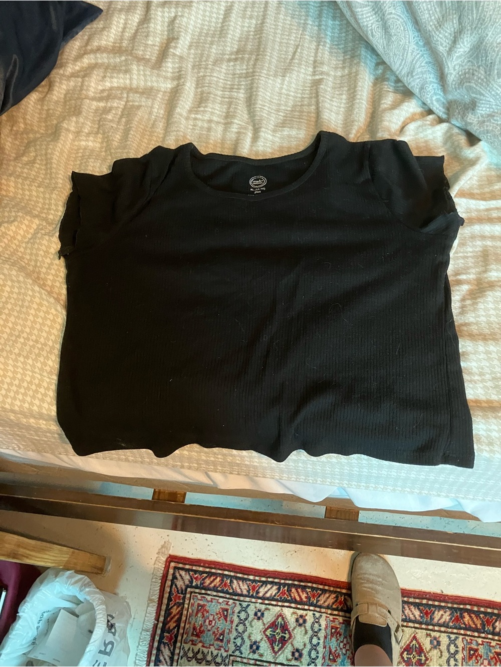 wonder nation Black Ribbed Crewneck Sweater - Men
